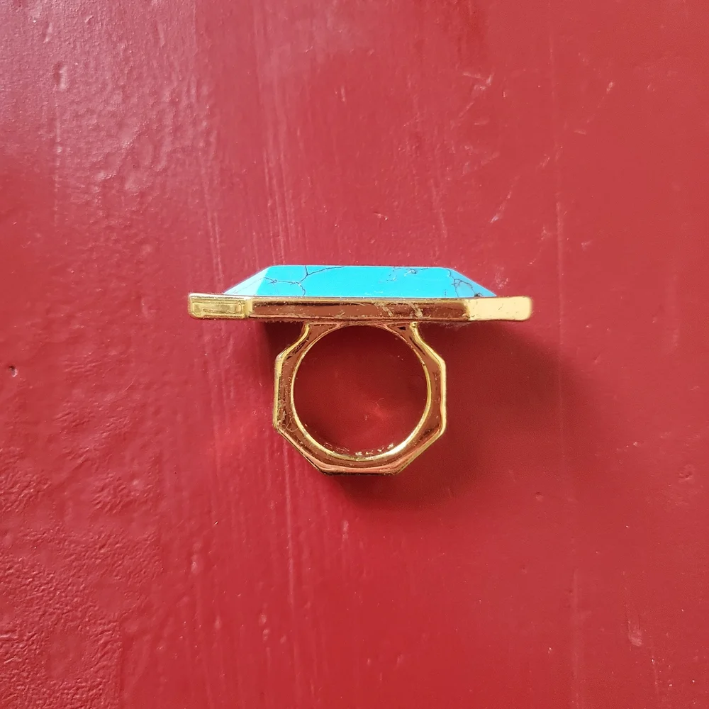 CC Skye Turquoise and Gold Statement Ring